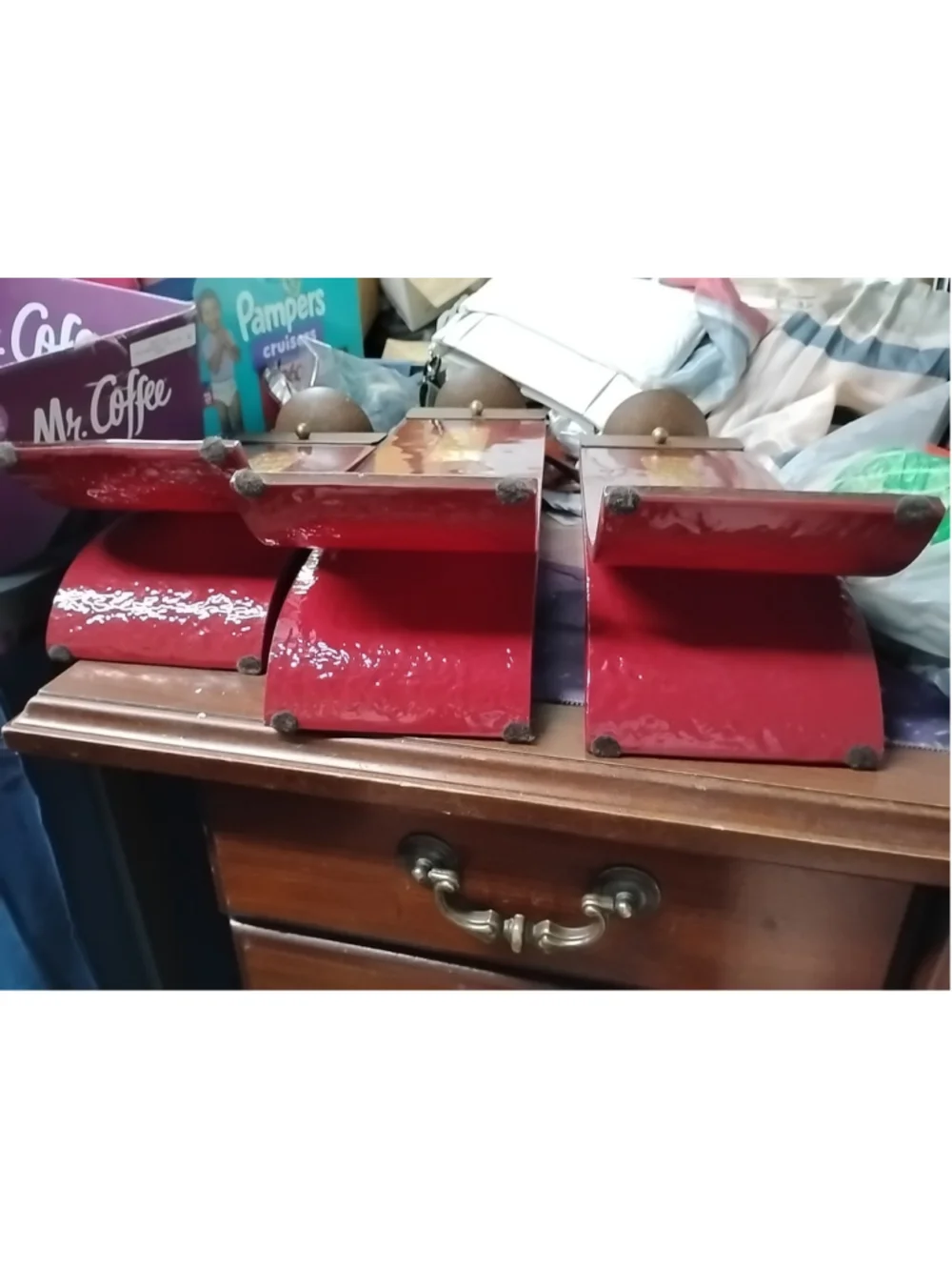Set of 3 Mark Hines Tiered Glass & Steel Candle Holders